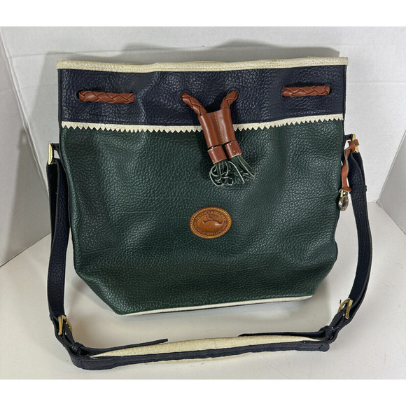 Vtg Dooney & Bourke Teton Tri-Color Drawstring Bucket Bag All Weather Leather - Picture 14 of 15